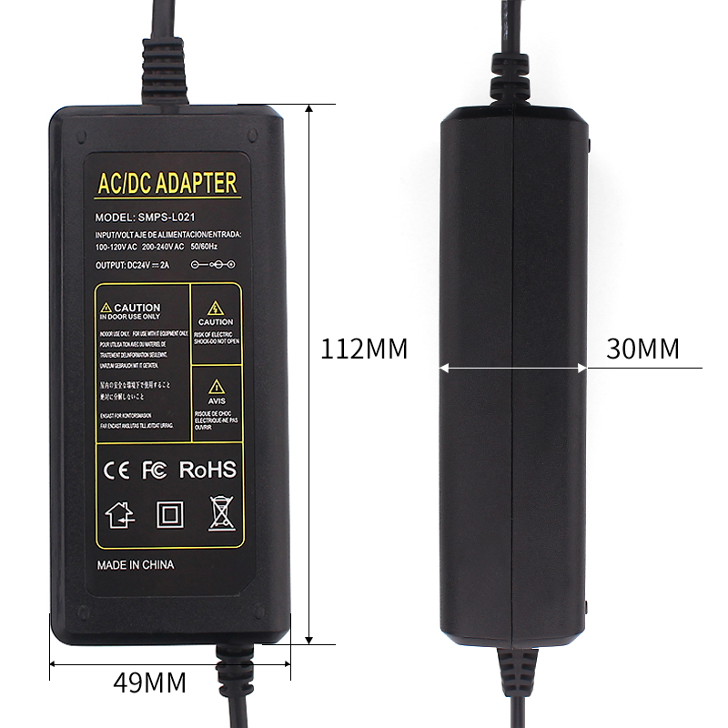 24V 2A AC/DC Desktop Power Adapter with 5.5x2.5mm DC Connector – Fast Delivery and CE, FCC, ROHS, SAA Certified