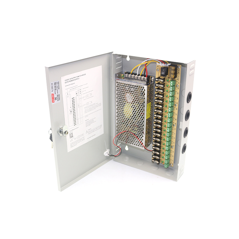 18-Port 12V 15A CCTV Power Supply Box with PTC Protection – Reliable Power Solution for Surveillance Systems