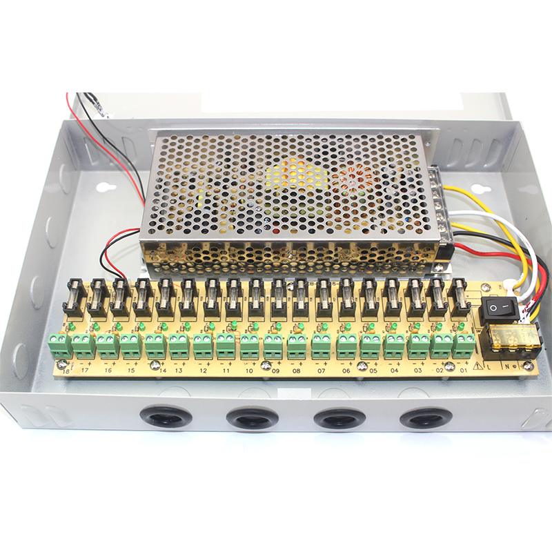 18-Port 12V 20A CCTV Power Supply Box – Secure and Stable Power Solution with PTC Protection