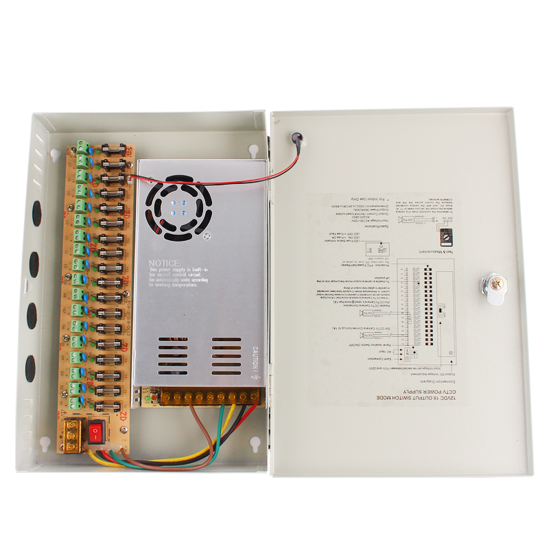 18-Port 12V 30A CCTV Power Supply Box – High-Performance Power Solution with PTC Protection